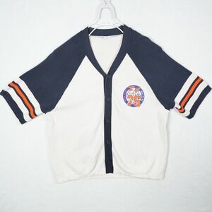 Zara Mens XL Short Sleeve Knit Cardigan Varsity New York Pickstown Baseball